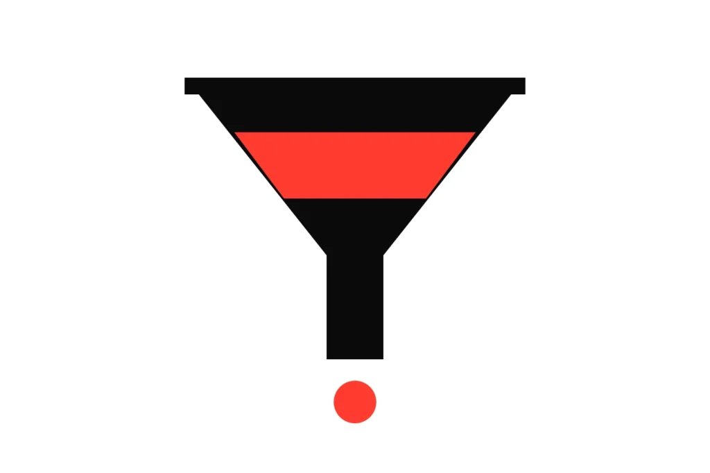 Illustration of a funnel with red at its mouth, for withdrawal limits at betting sites