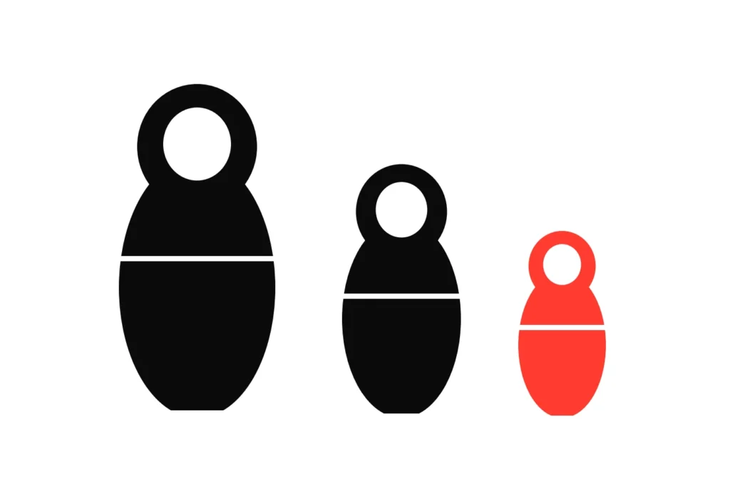 Illustration of nesting dolls, brand, licence holder and group behind a betting site